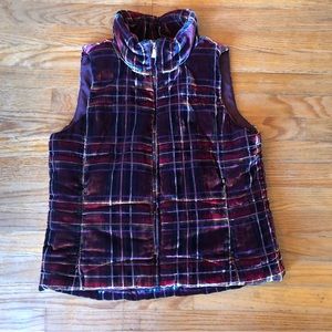 Loft Velvet Plaid Puffer Vest